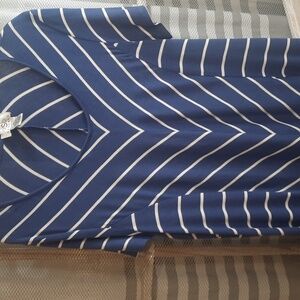 SO Blue & White Chevron Stripe Tunic Top Size XL